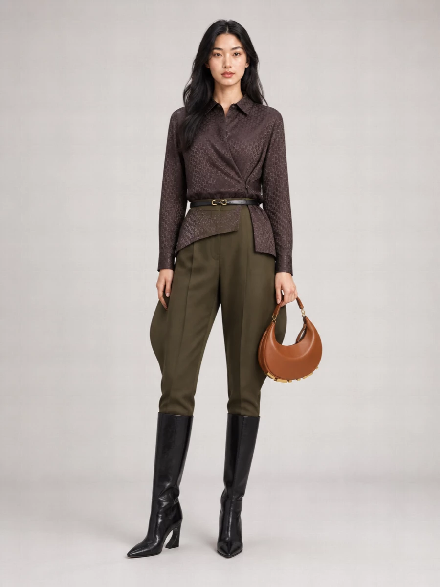 Fendi Wool Mohair High-Rise Pleated Cropped Wide-Leg Trousers