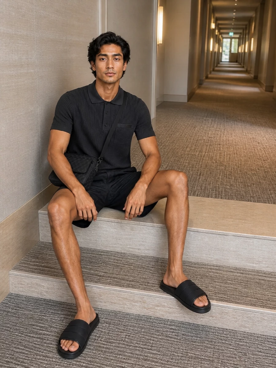 Gucci charcoal polo designer swim shorts