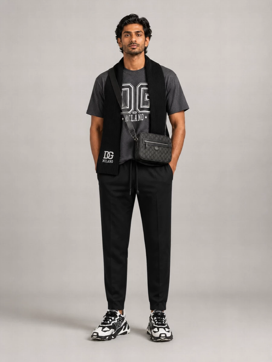 Dolce&Gabbana Logo Print Cotton Crew Neck T-Shirt