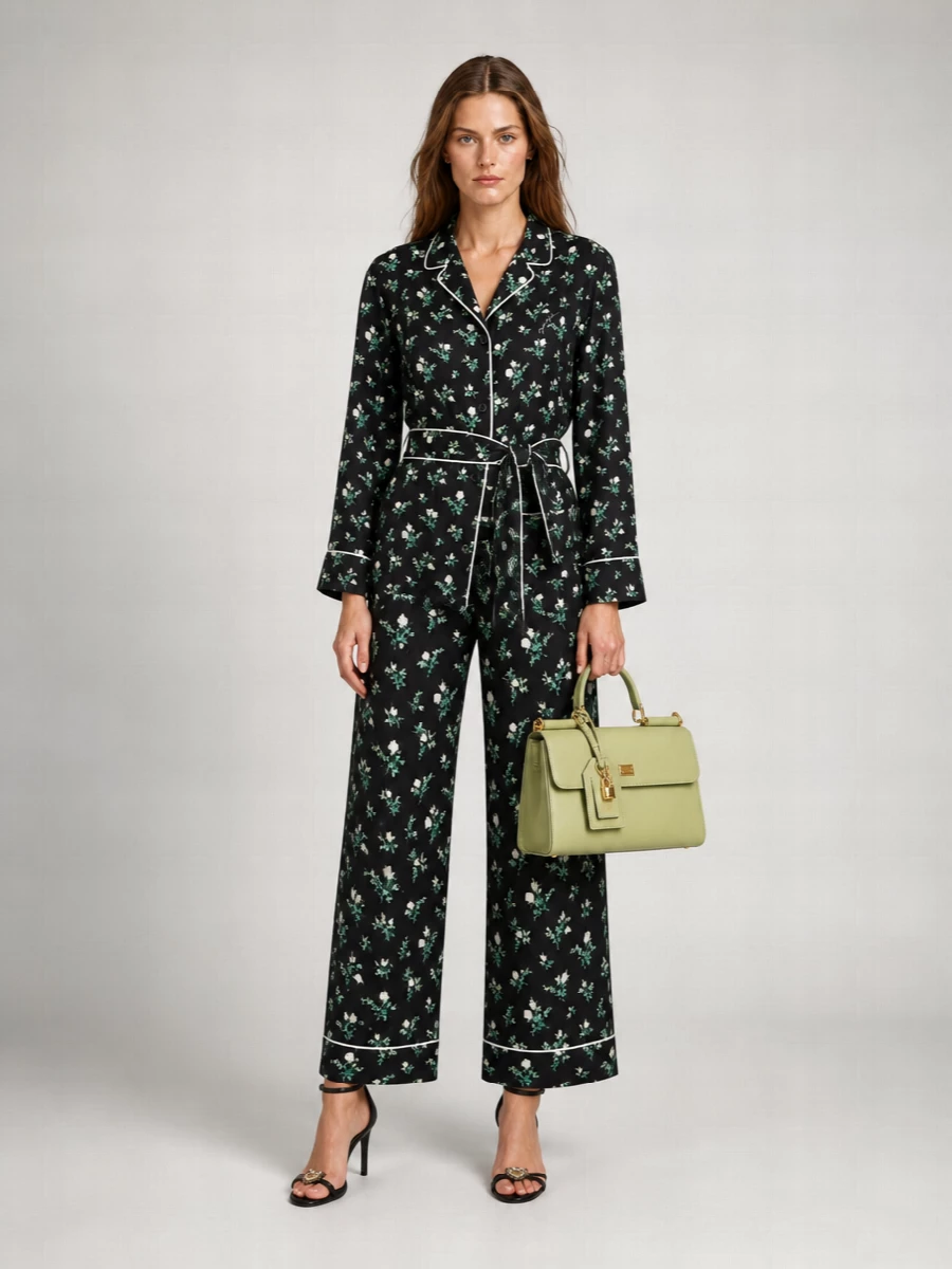 Dolce&Gabbana Silk Printed Long-Sleeve Shirt
