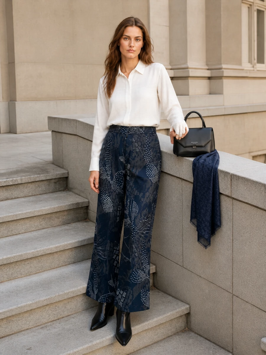 Emporio armani wide leg trousers white shirt
