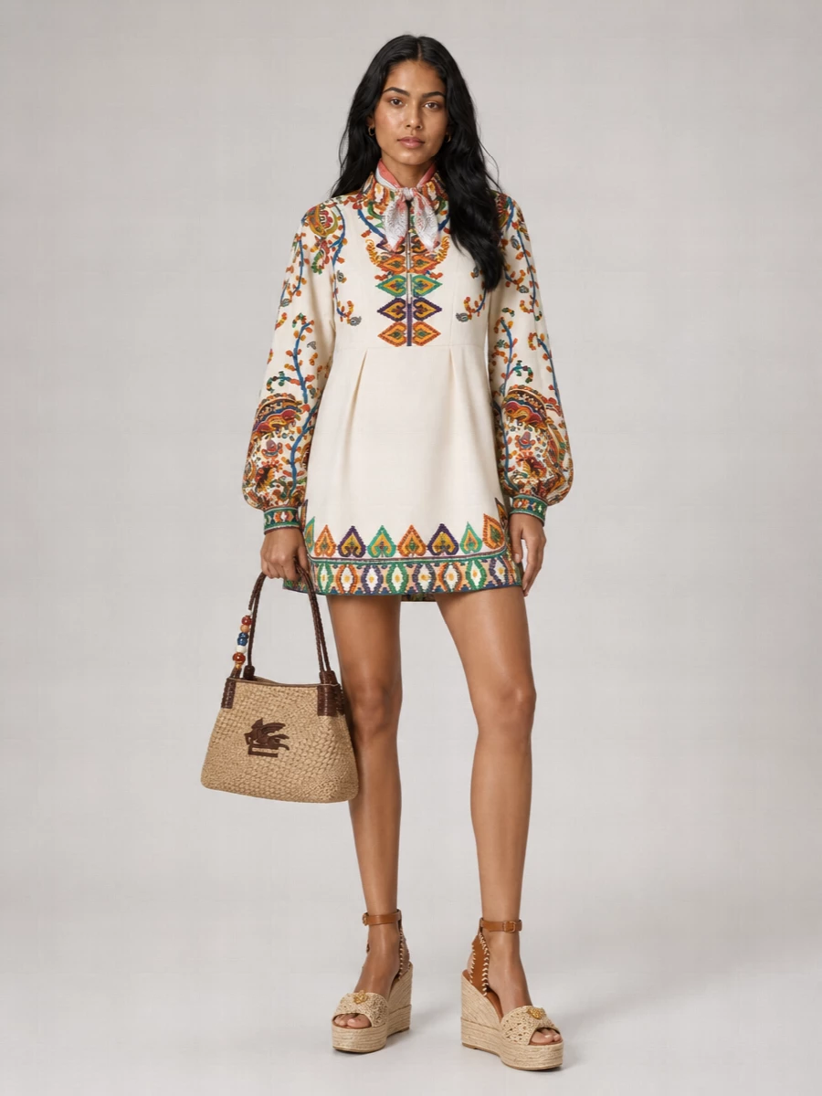 Etro Printed Cotton Mini Dress
