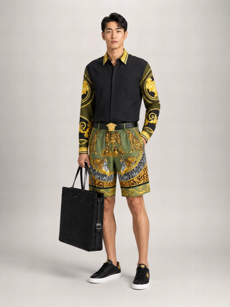 Versace Printed Silk Bermuda Shorts