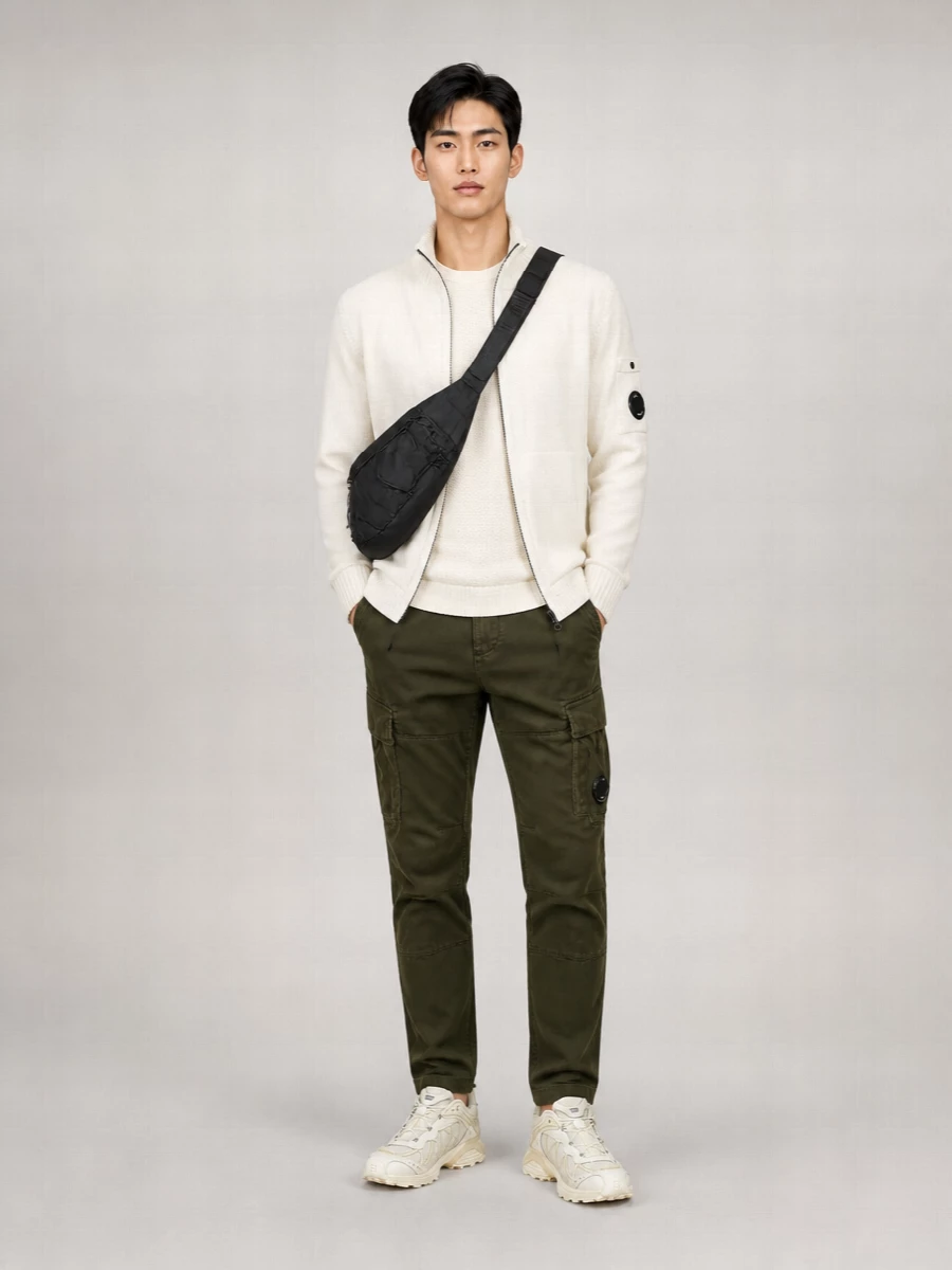 C.p. Company Cotton Ribbed High-Neck Zip Cardigan