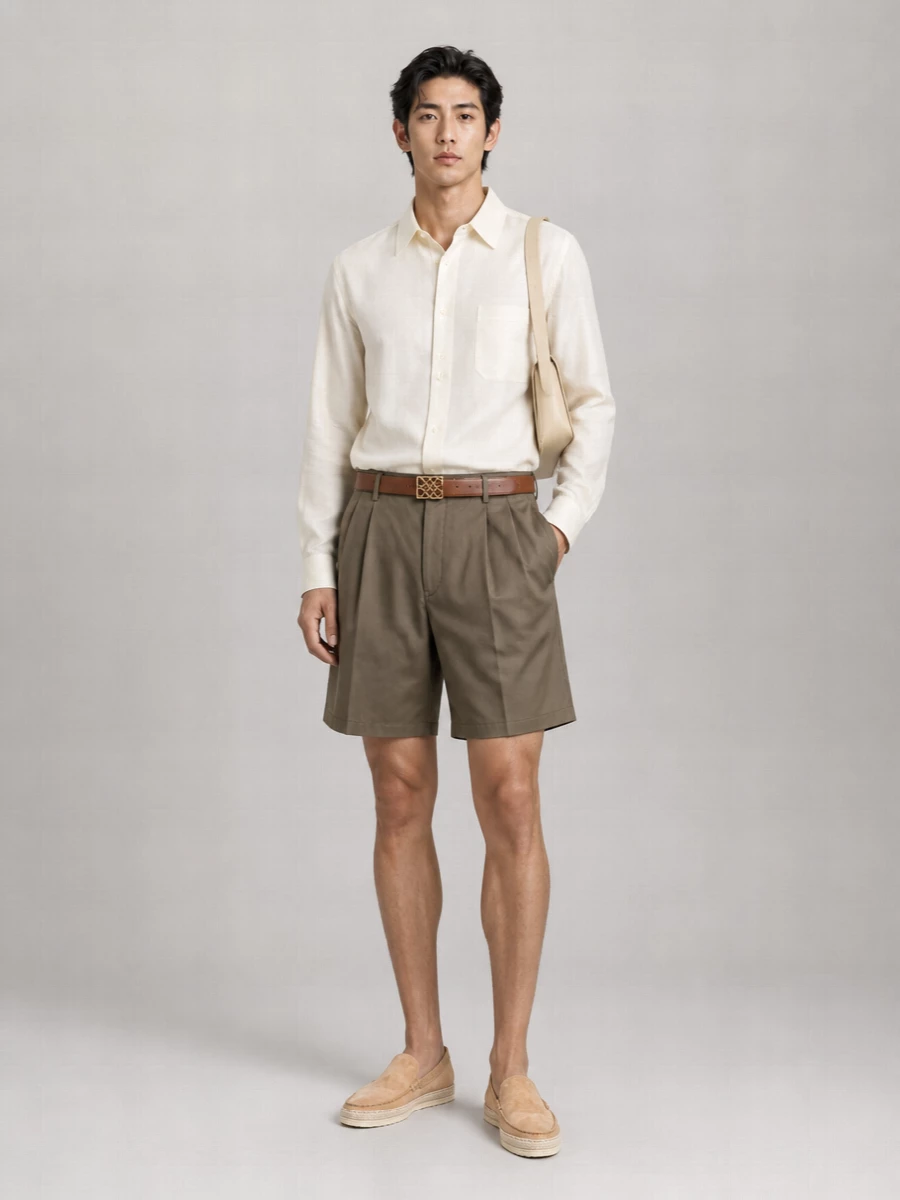 Our Legacy Wool Cotton Relaxed-Fit Chino Shorts