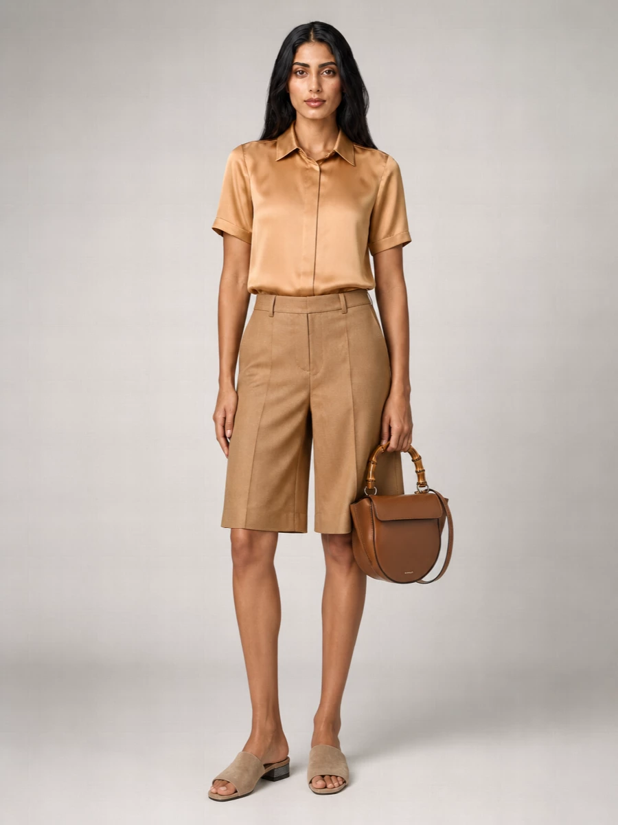 Max Mara Linen High-Rise Knee-Length Bermuda Shorts
