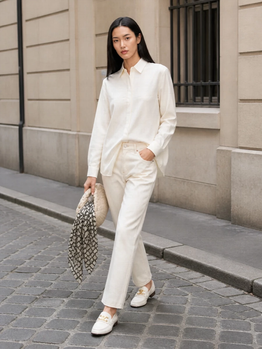Valentino ivory shirt trousers outfit
