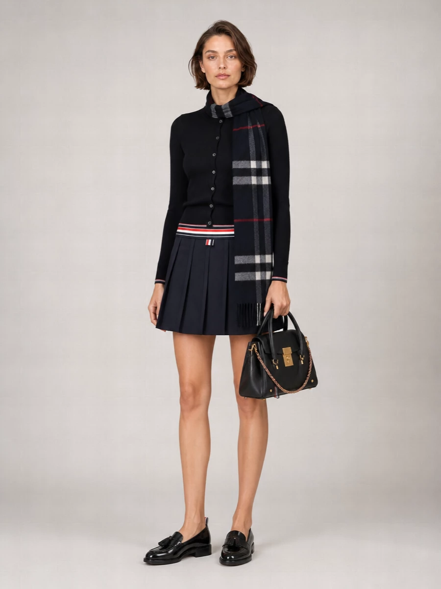 Thom Browne Merino Wool Ribbed Crewneck Cardigan