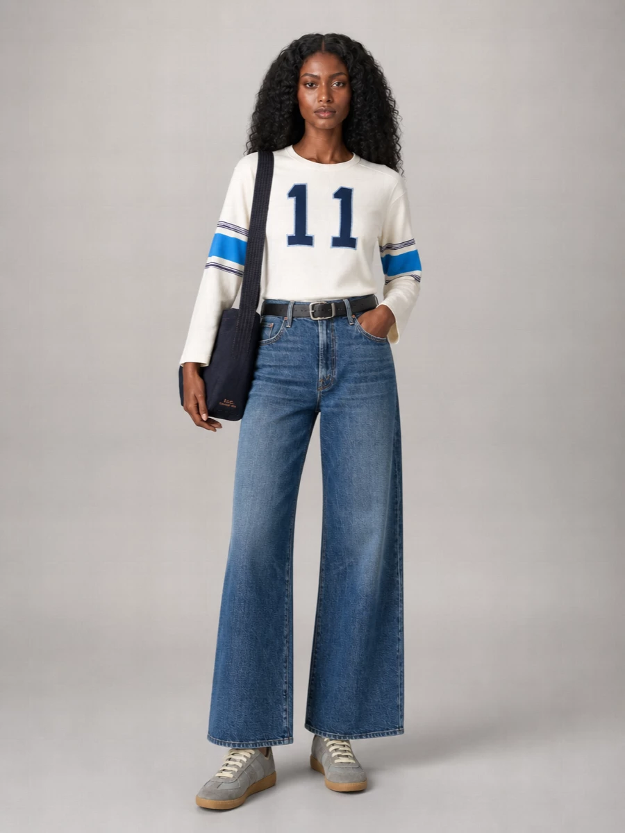 Mother Denim Mid-Rise Cropped Wide-Leg Jeans