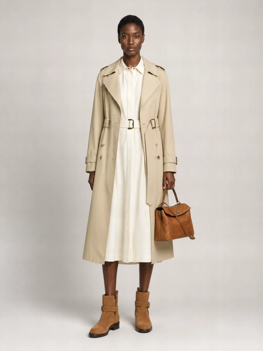 Burberry Cotton Double-Breasted Belted Trench Coat
