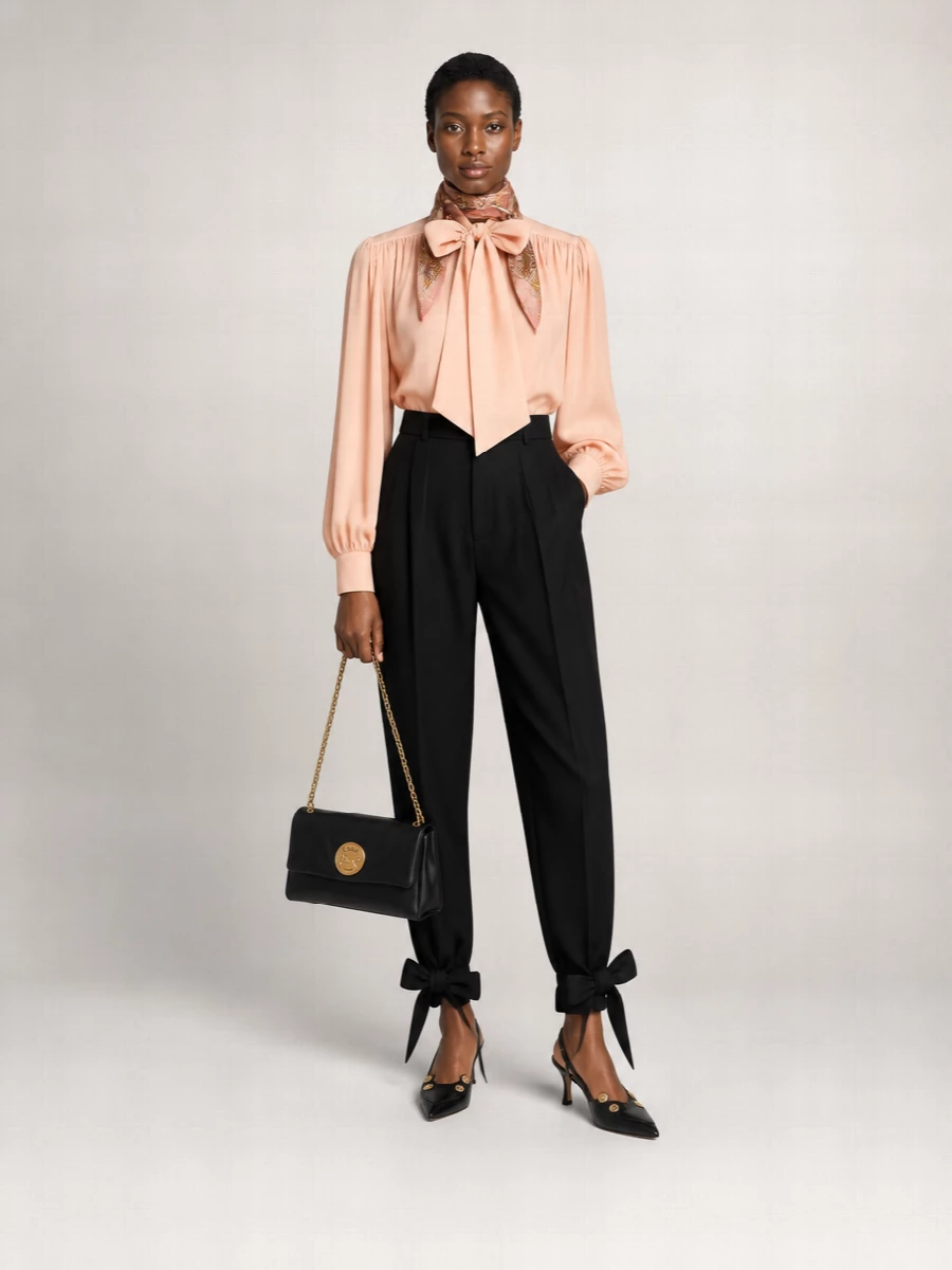 Chloé Wool High-Rise Tapered Knot Tailored Trousers