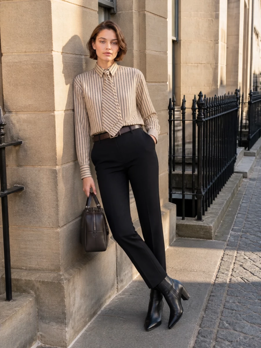 Brunello cucinelli striped shirt charcoal trousers