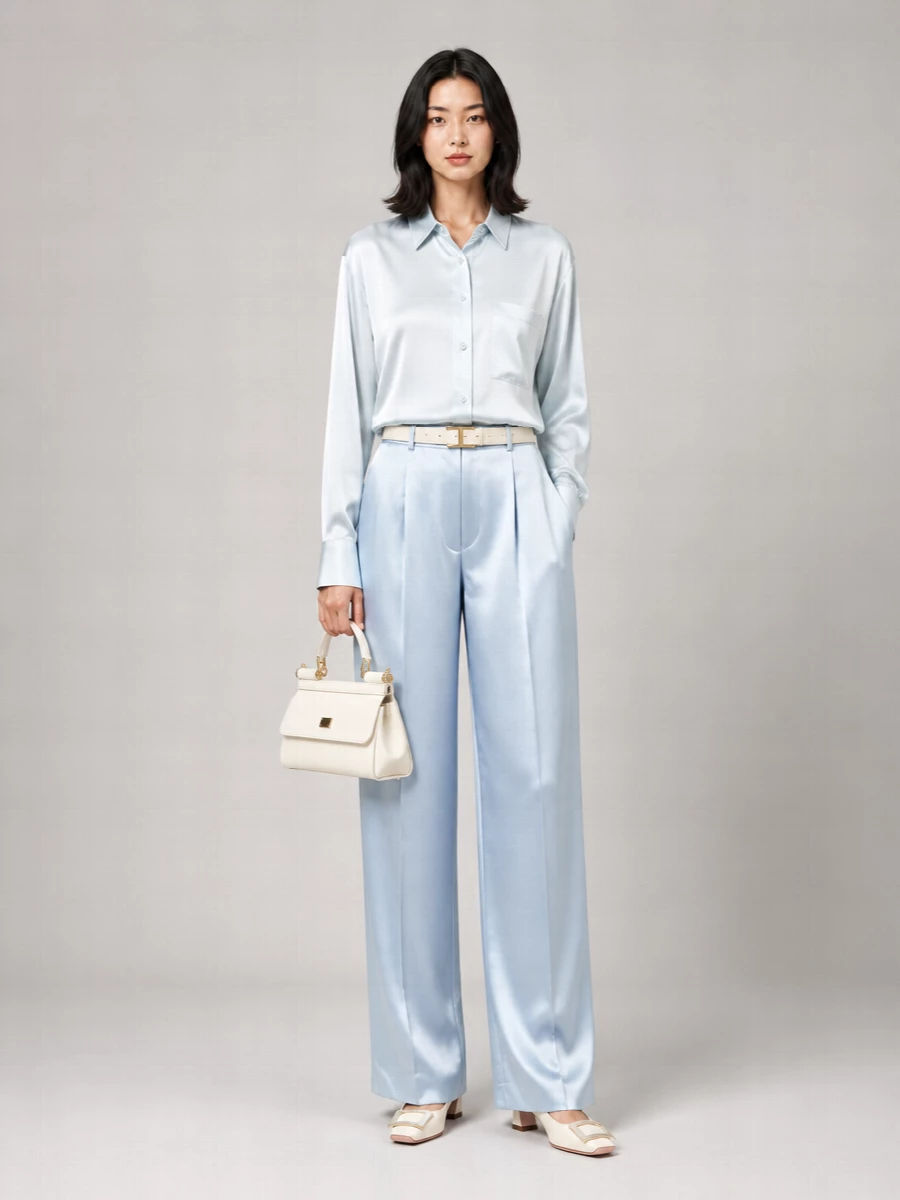Forte Forte Satin High-Rise Wide-Leg Trousers