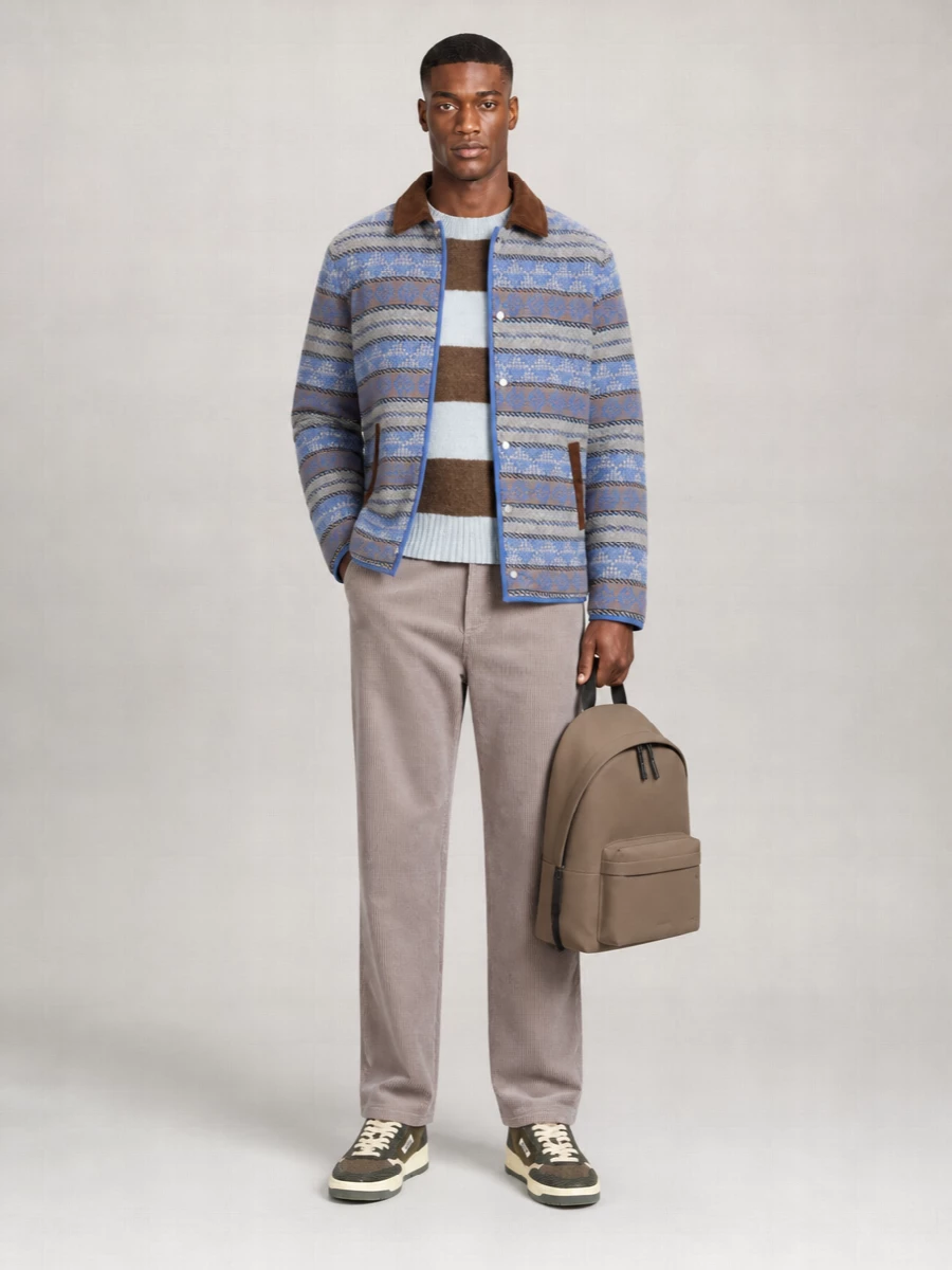 Guest In Residence wool cashmere geometric striped padded jacket