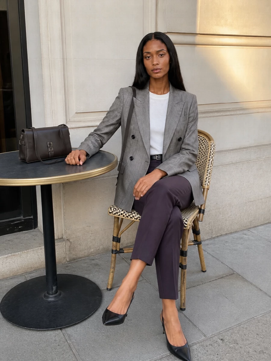 Tagliatore blazer aubergine tailored trousers outfit