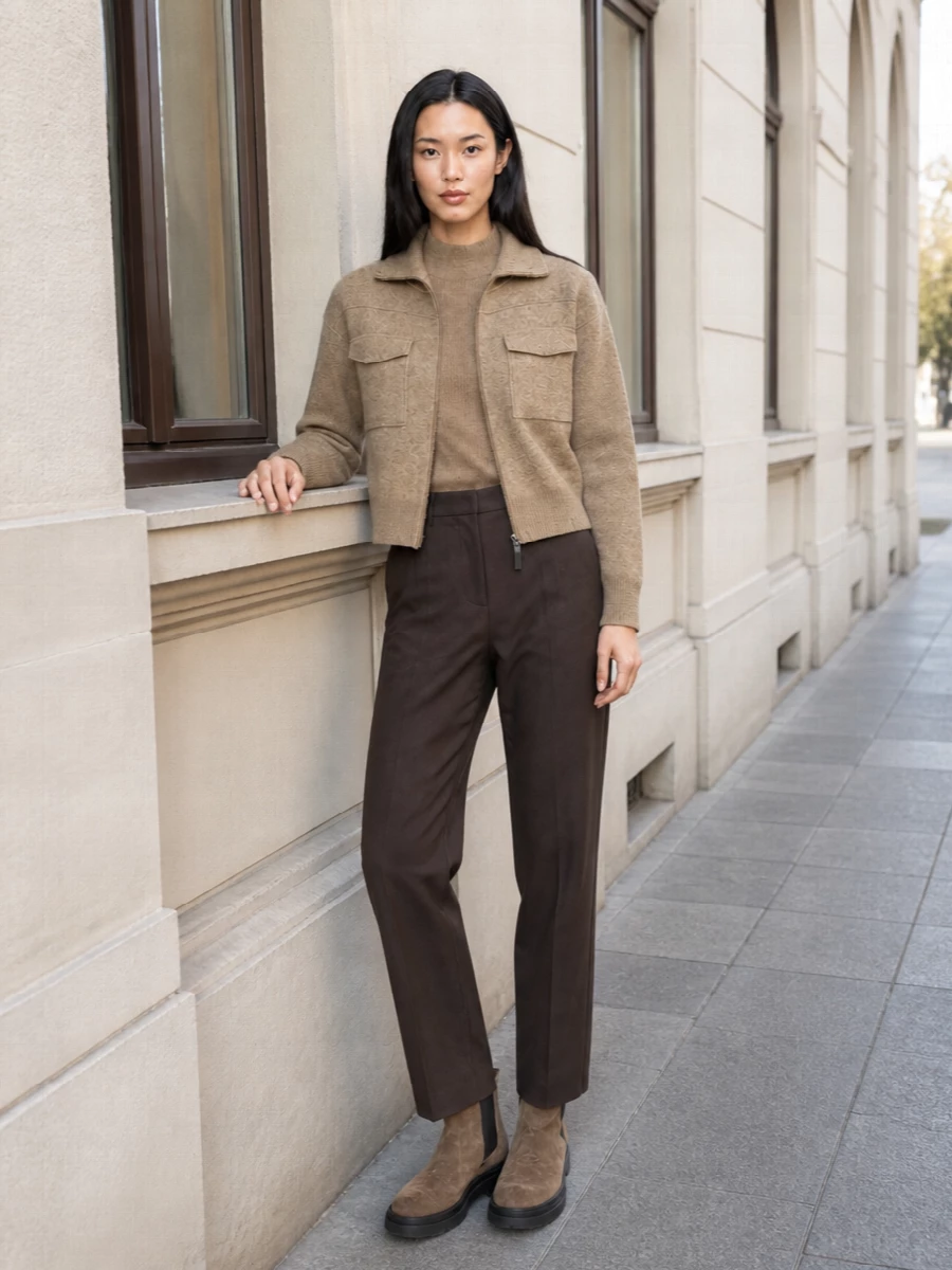 Brunello cucinelli camel bomber brown trousers