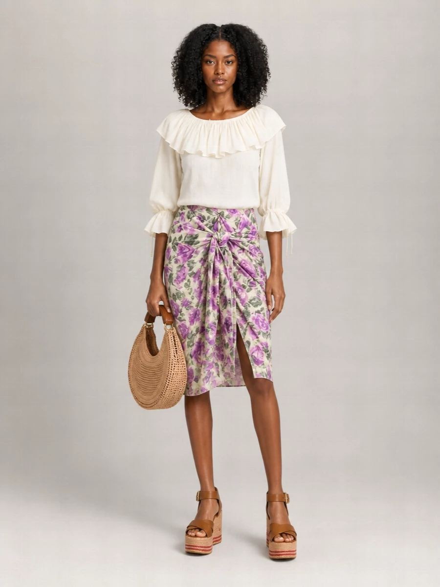 Chloé Silk Floral-Print Asymmetric Midi Skirt