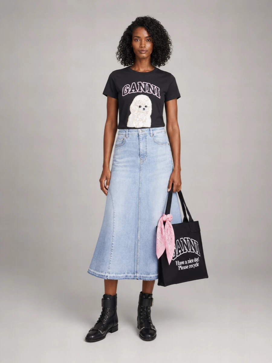 Ganni Organic Cotton Printed Short-Sleeve T-Shirt