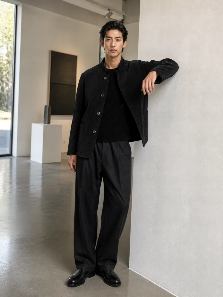 Emporio armani corduroy coat wide leg trousers