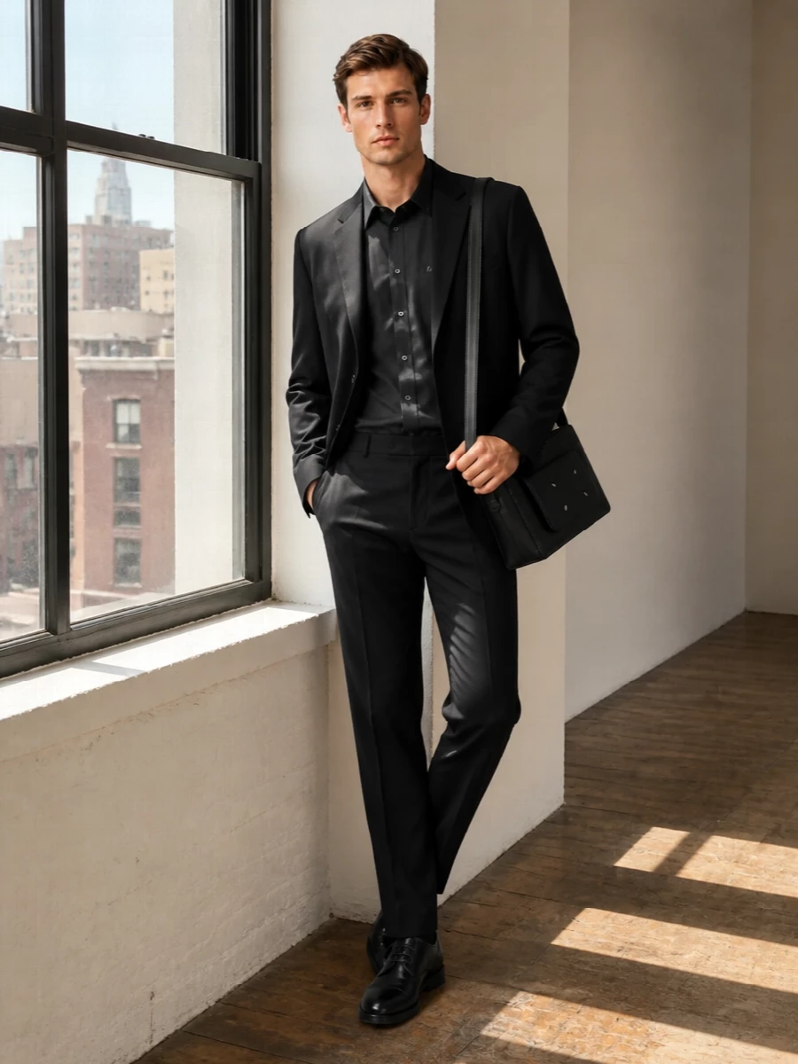 Maison margiela black suit mm6 shirt derby shoes