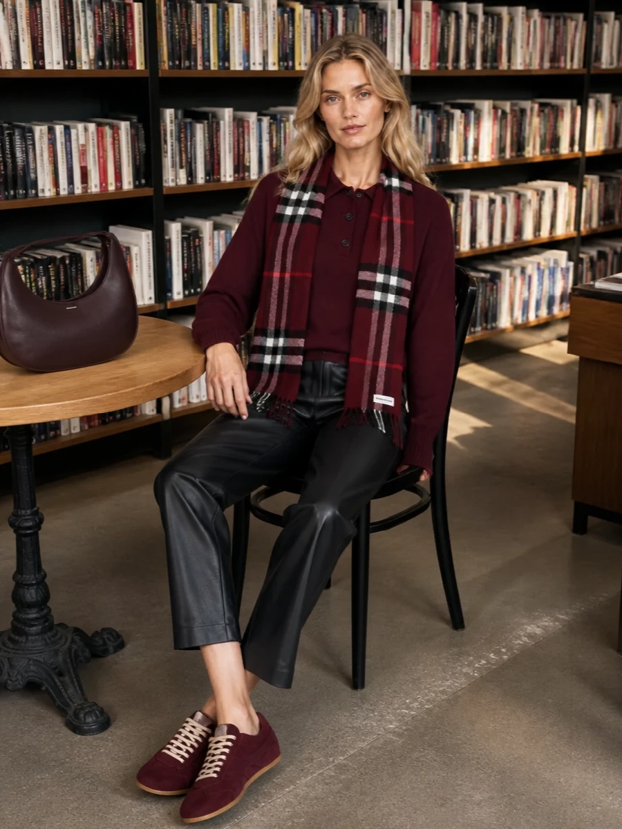 Anine bing burgundy polo leather trousers