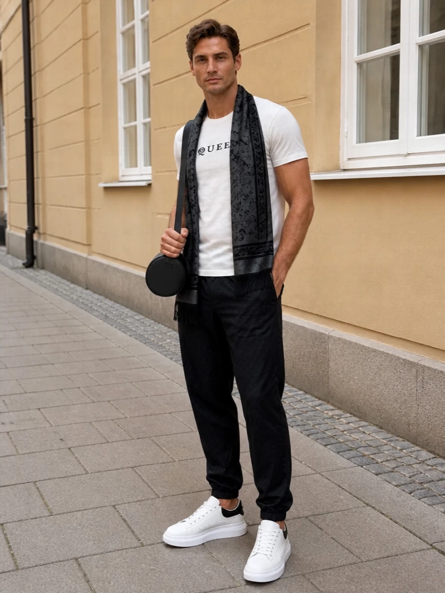 Alexander mcqueen white logo tee black track pants