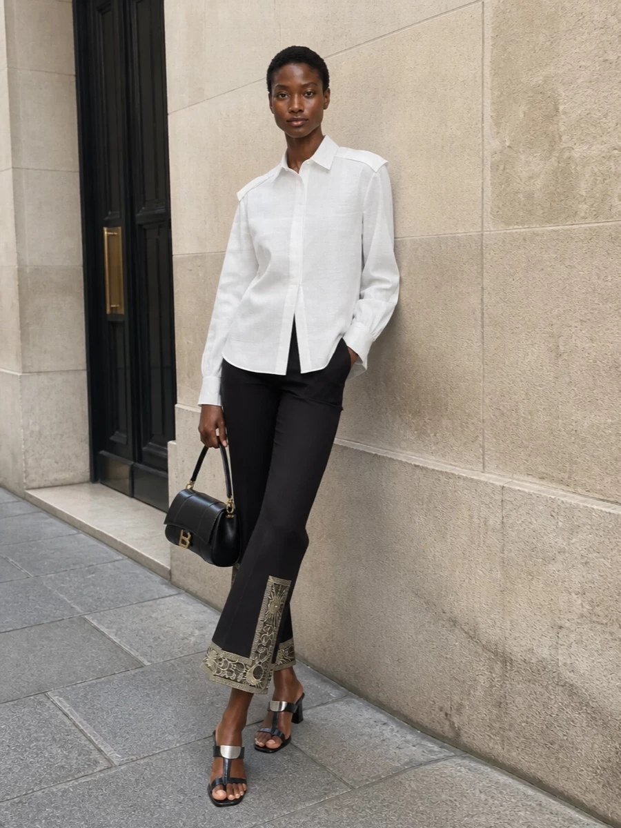 Burberry embroidered cropped flares outfit