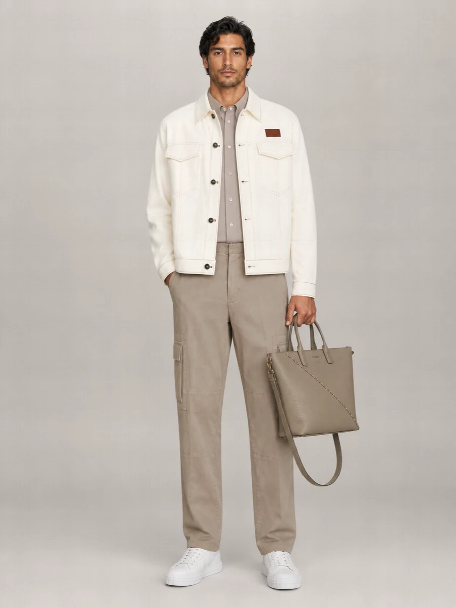 Fendi Denim Jacket With Adjustable Hem And Chest Pockets
