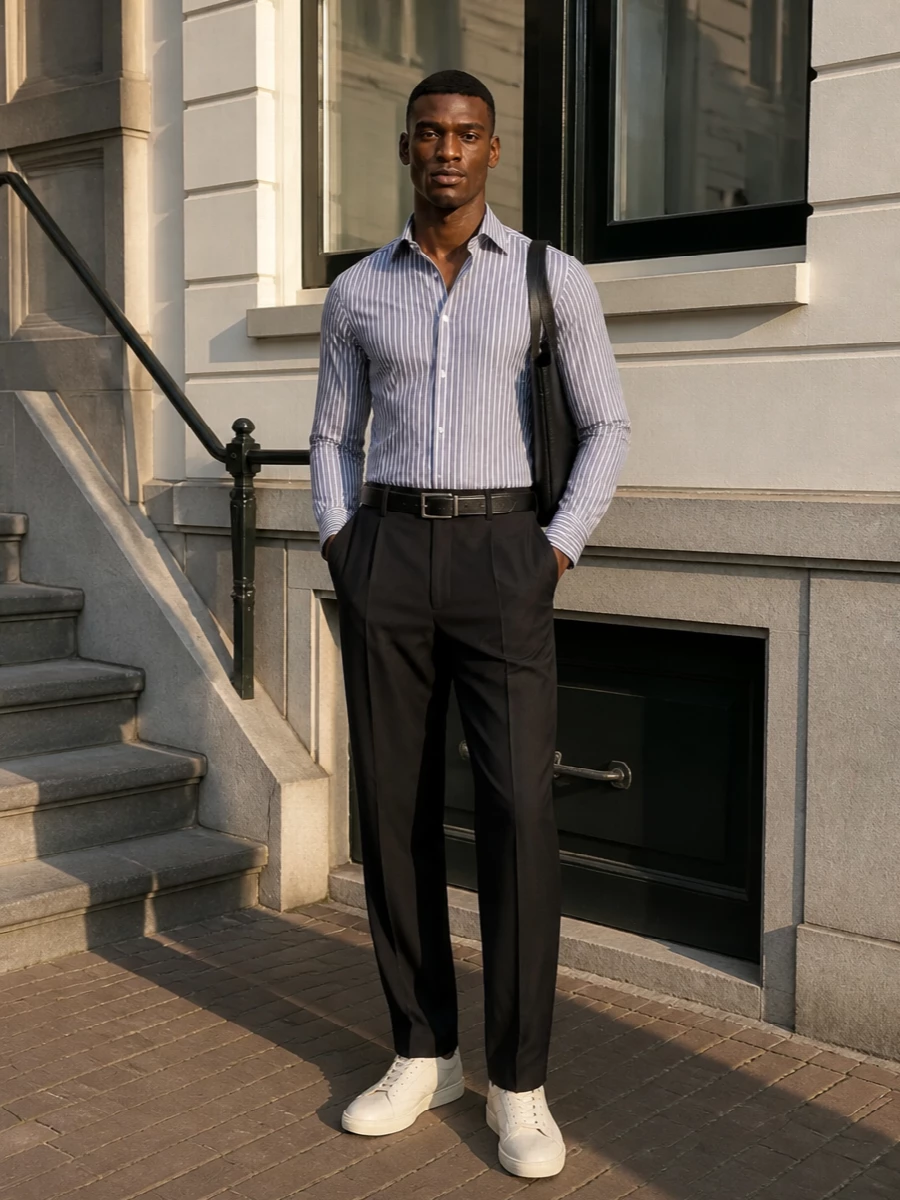 Tom ford striped shirt black tailored trousers