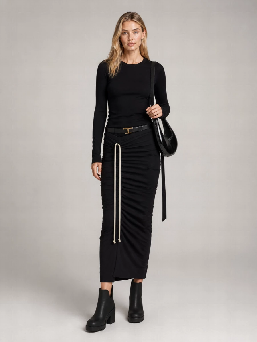 Rick Owens Drkshdw Cotton Soft Edfu Knee-Length Skirt