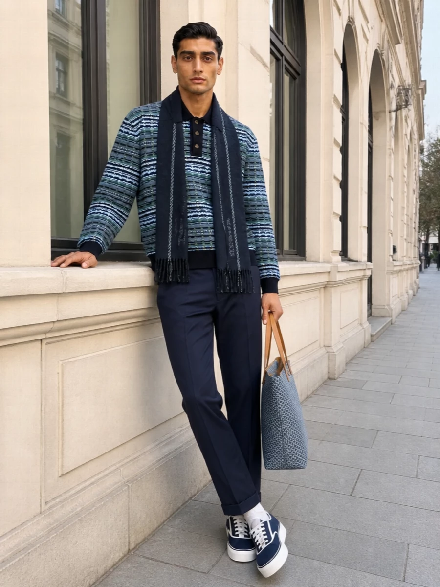 Drole de monsieur knit navy trousers dior sneakers
