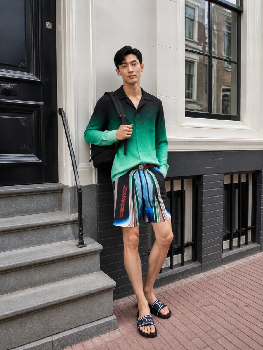 Casablanca ombre shirt swim shorts outfit