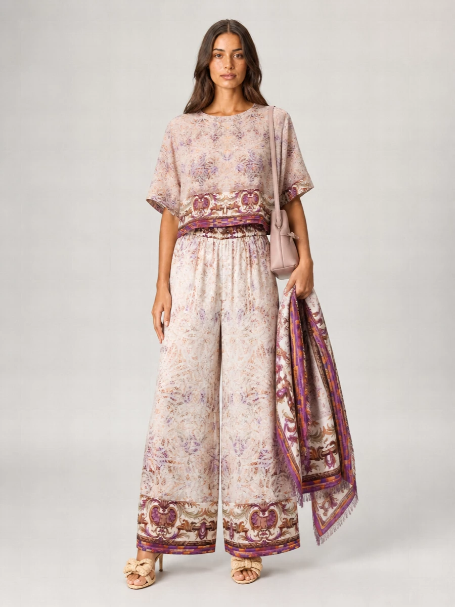 Pierre Louise Mascia Floral Print Silk Stole