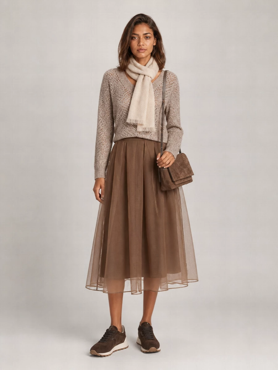 Brunello Cucinelli Cashmere Crewneck Long-Sleeve Sweatshirt