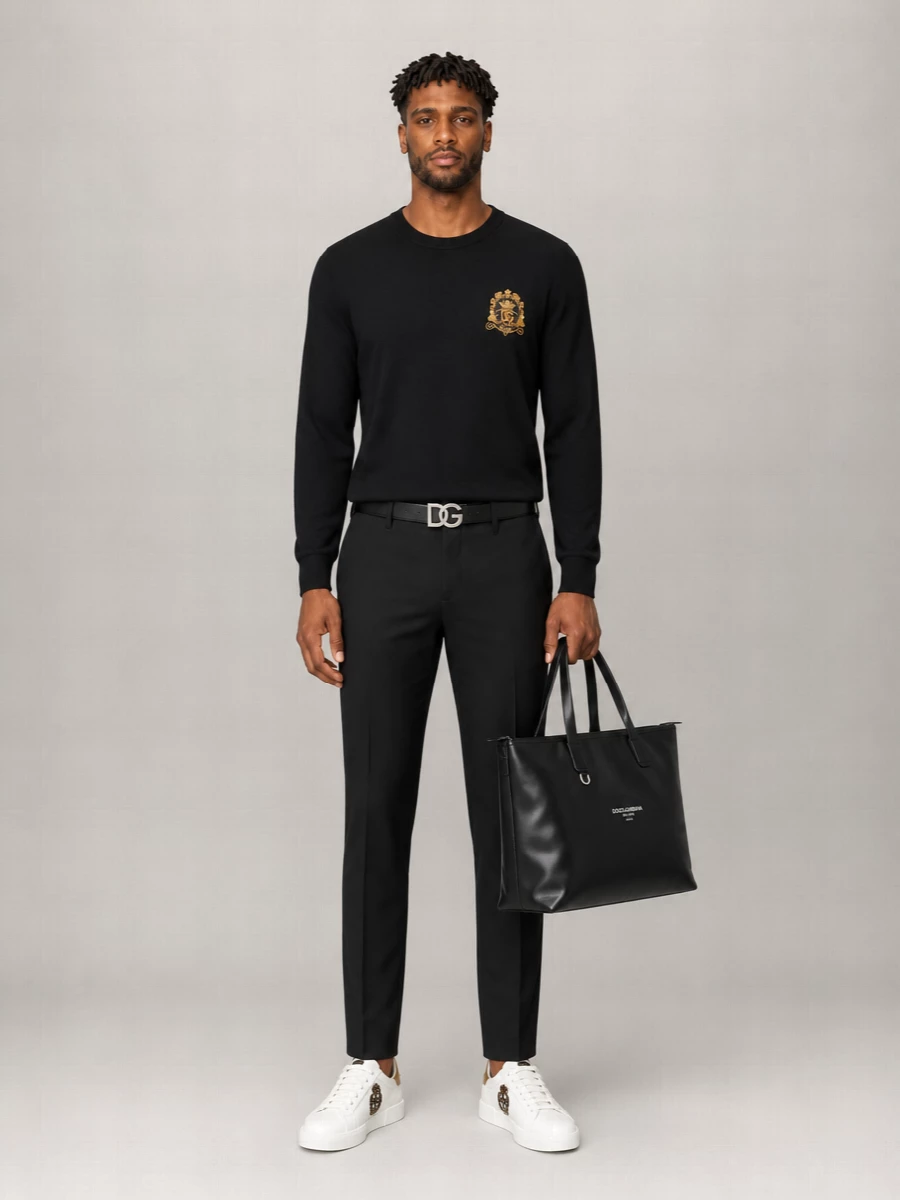 Dolce&Gabbana Fine-Knit Virgin Wool Crew-Neck Sweater