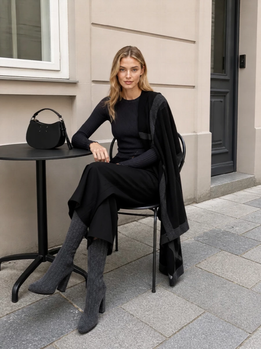 Uma wang knit cropped trousers bottega boots
