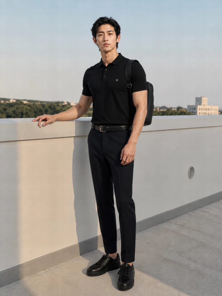 Boss black polo navy slim trousers sneakers