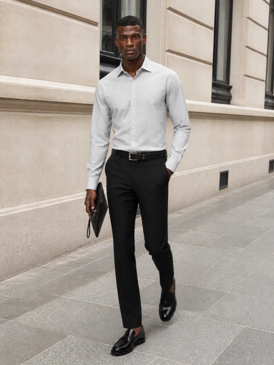 Saint laurent pinstripe shirt black tailored pants