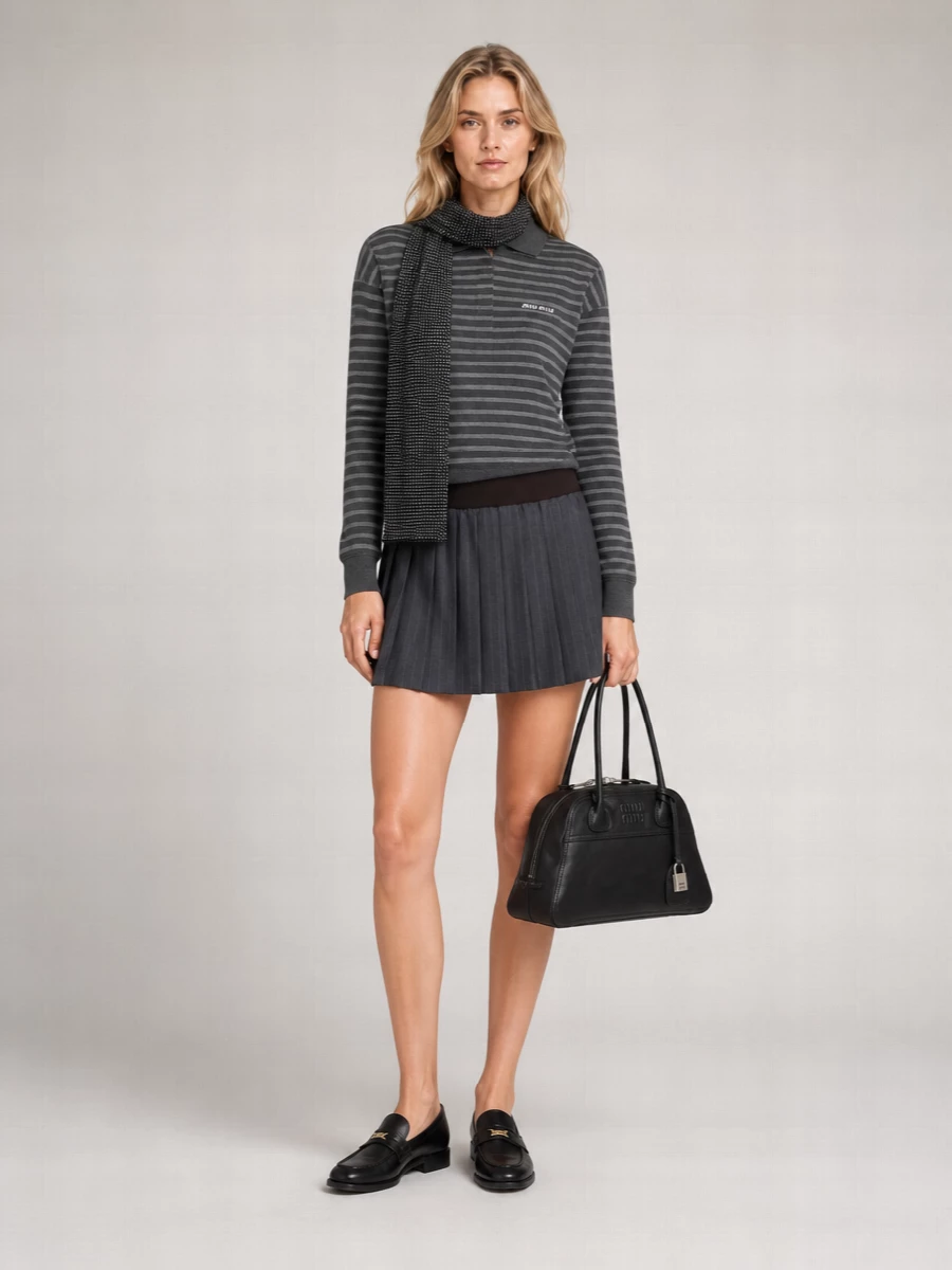 Miu Miu Striped Cotton Polo Jumper