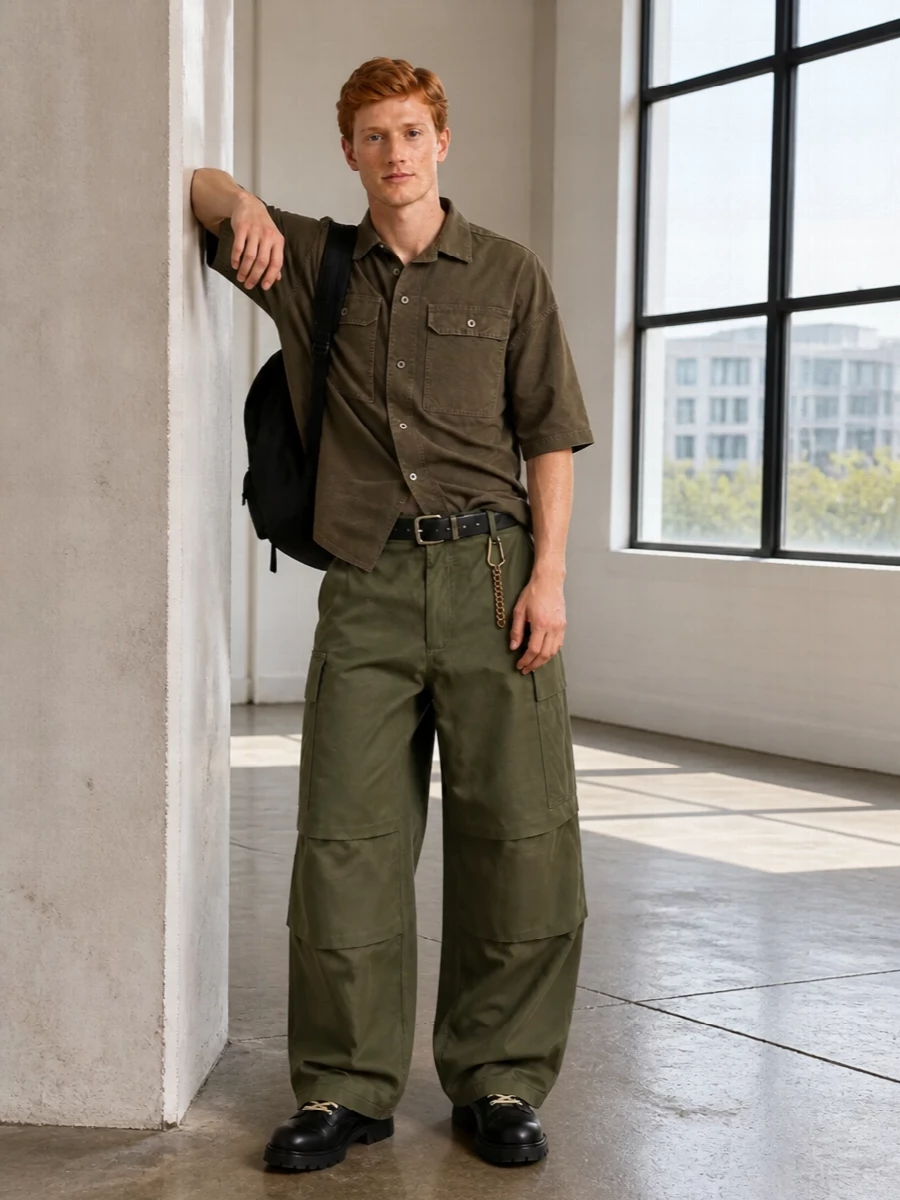 Rick owens cargo pants outfit combat boots
