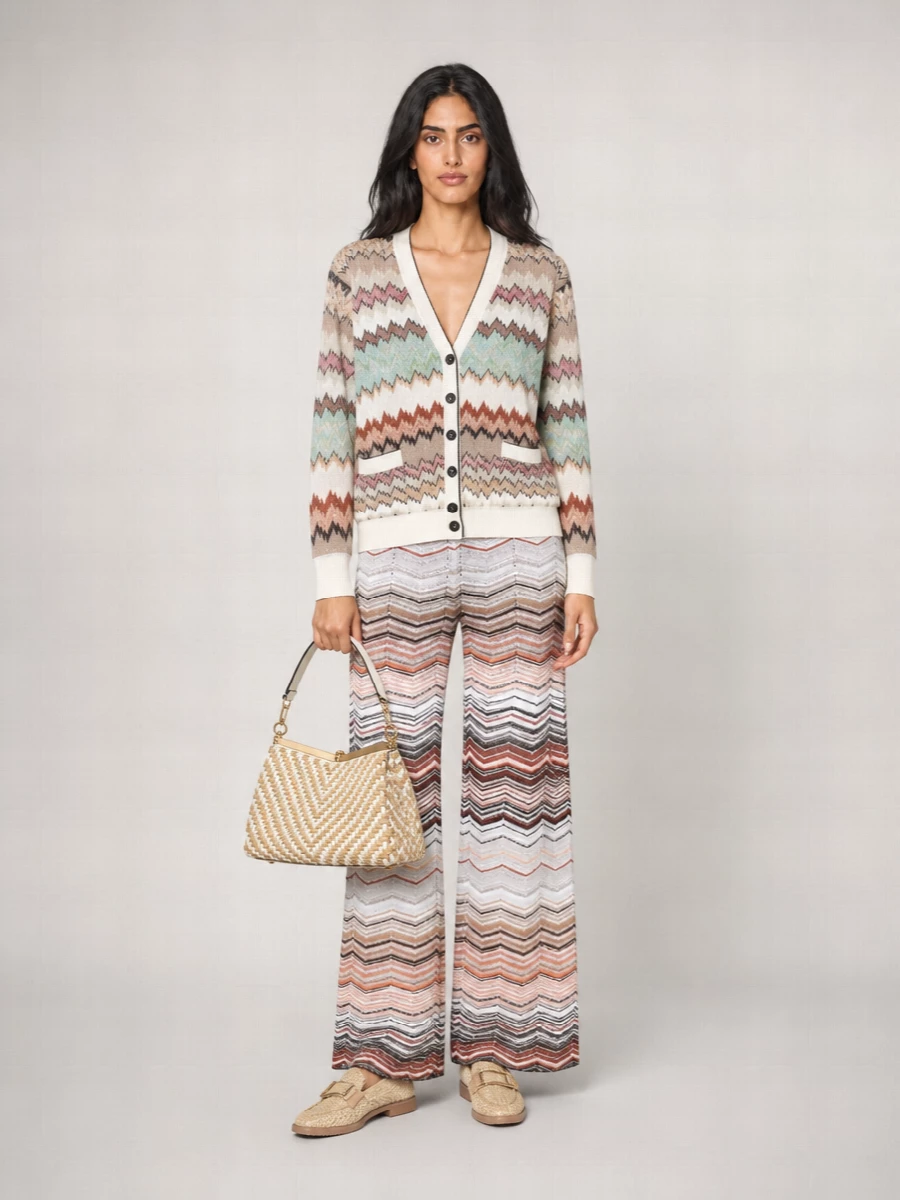 Missoni Metallic Chevron Knit Cardigan
