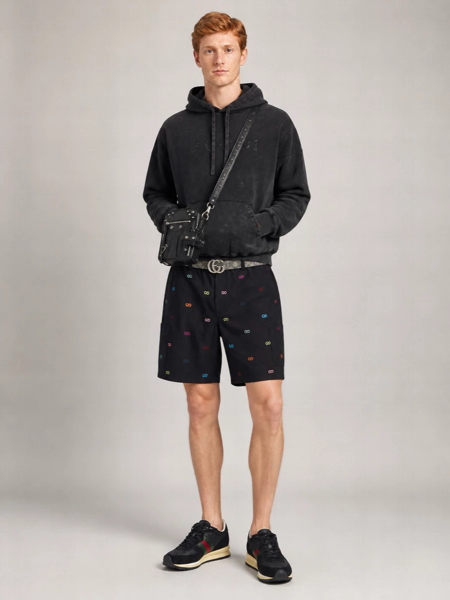Gucci Cotton Fil Coupé Cargo Shorts