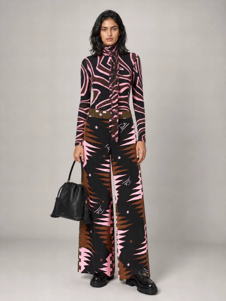 Pucci Silk Printed High-Rise Wide-Leg Trousers