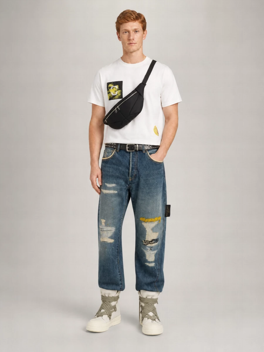 Undercover Embroidered Destroyed-Effect Denim Jeans