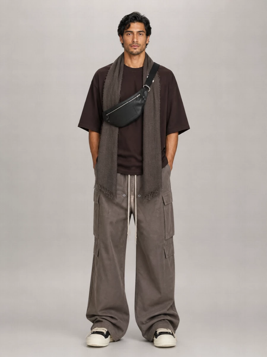 Rick Owens Wide-Leg Drop-Crotch Cargo Trousers
