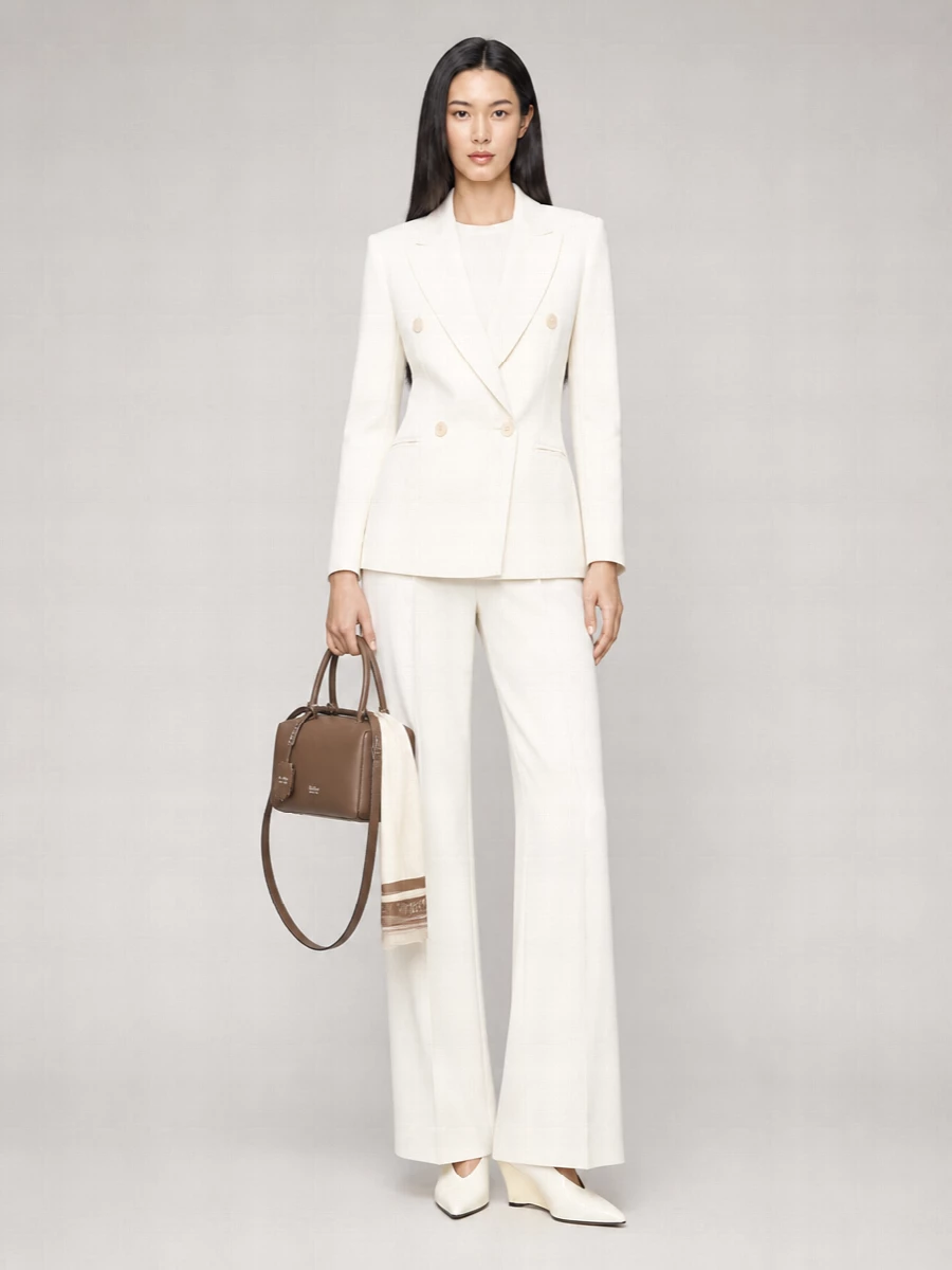 Max Mara Virgin Wool Cropped Double-Breasted Blazer