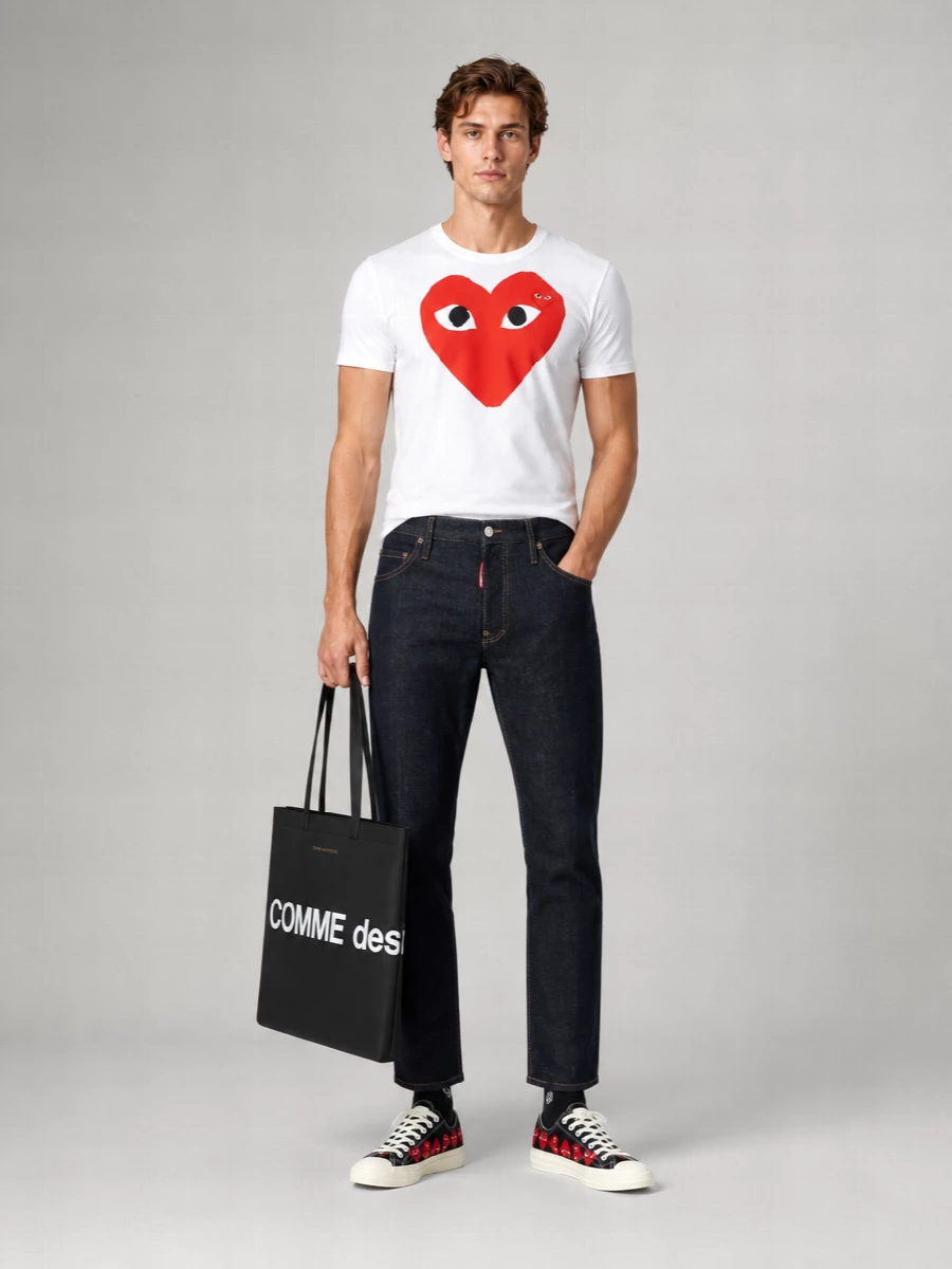 Comme Des Garçons Play Cotton Slim-Fit Logo-Print T-Shirt