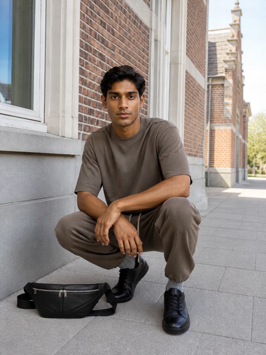Rick owens taupe tee drop crotch pants sneakers