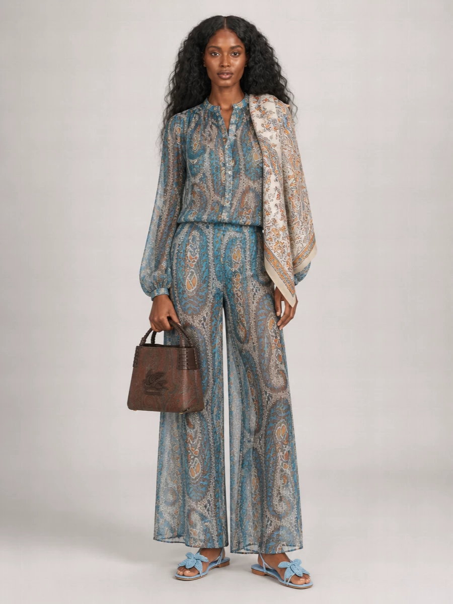 Etro Printed Wide-Leg Trousers