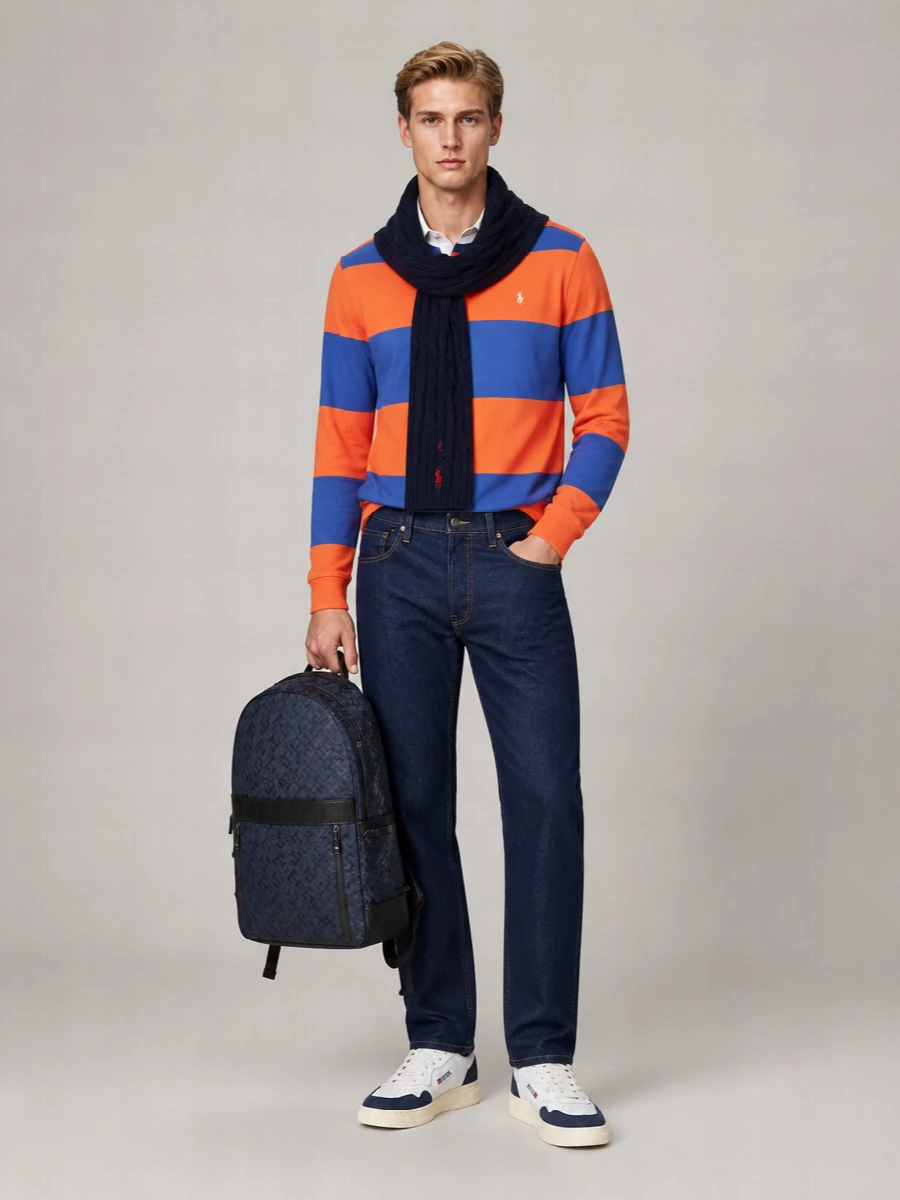 Polo Ralph Lauren Cable Knit Scarf Ribbed Edges